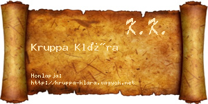 Kruppa Klára névjegykártya